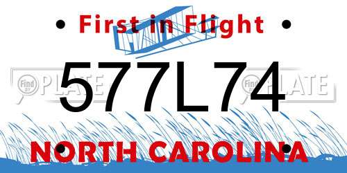 577L74 North Carolina License Plate