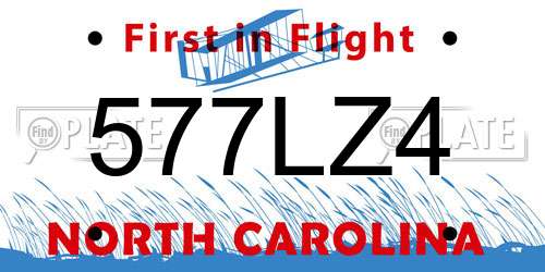 577LZ4 North Carolina License Plate