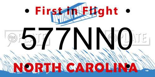 577NN0 North Carolina License Plate