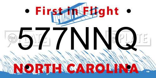 577NNQ North Carolina License Plate