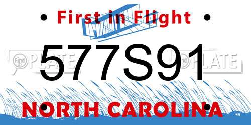 577S91 North Carolina License Plate