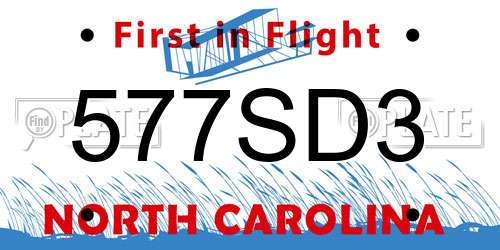 577SD3 North Carolina License Plate