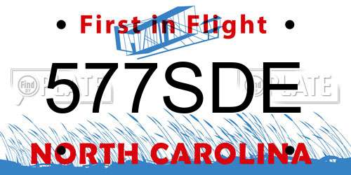 577SDE North Carolina License Plate