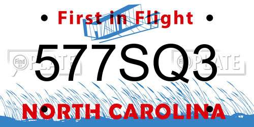 577SQ3 North Carolina License Plate