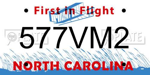 577VM2 North Carolina License Plate
