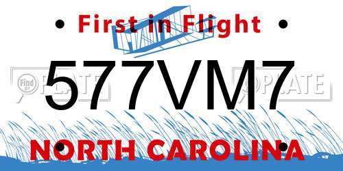577VM7 North Carolina License Plate