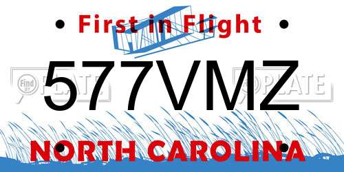 577VMZ North Carolina License Plate