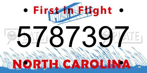 5787397 North Carolina License Plate