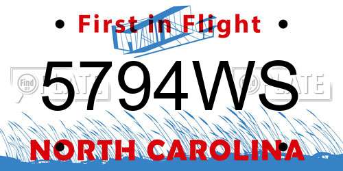 5794WS North Carolina License Plate