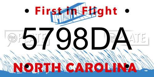 5798DA North Carolina License Plate