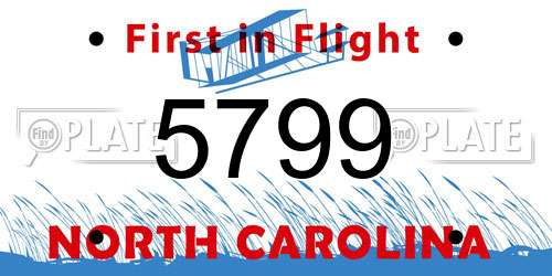 5799 North Carolina License Plate