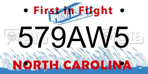 579AW5 North Carolina License Plate