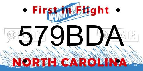 579BDA North Carolina License Plate