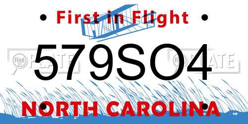579SO4 North Carolina License Plate
