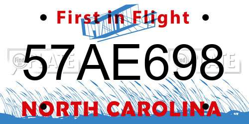 57AE698 North Carolina License Plate