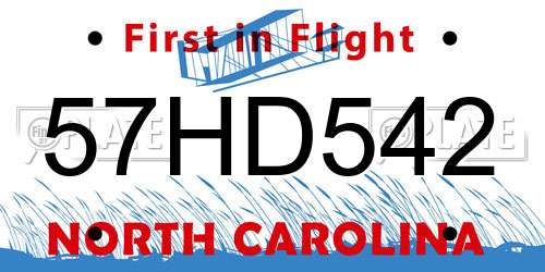 57HD542 North Carolina License Plate