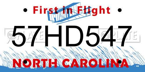 57HD547 North Carolina License Plate