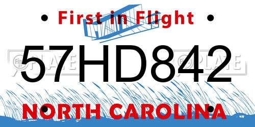 57HD842 North Carolina License Plate