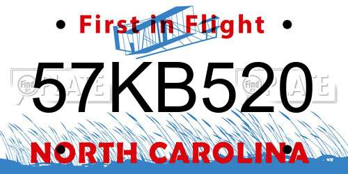 57KB520 North Carolina License Plate