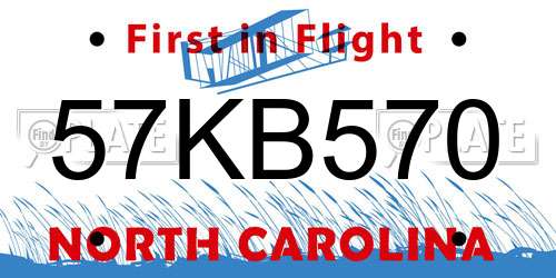 57KB570 North Carolina License Plate