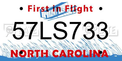 57LS733 North Carolina License Plate