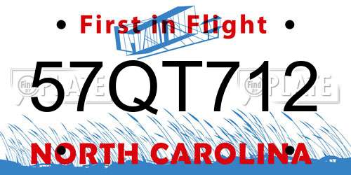 57QT712 North Carolina License Plate