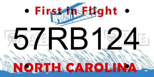 57RB124 North Carolina License Plate