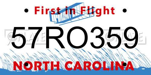57RO359 North Carolina License Plate