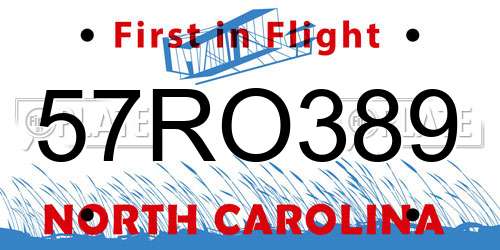 57RO389 North Carolina License Plate