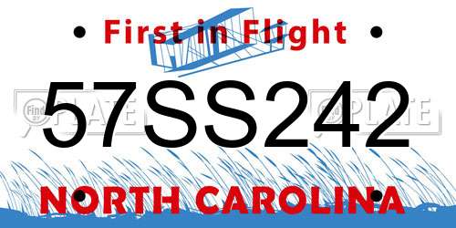 57SS242 North Carolina License Plate