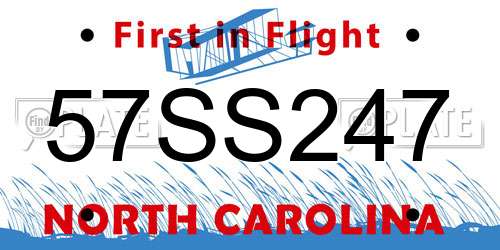 57SS247 North Carolina License Plate