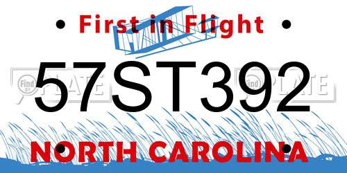 57ST392 North Carolina License Plate
