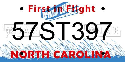 57ST397 North Carolina License Plate