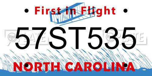 57ST535 North Carolina License Plate