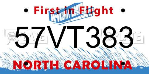 57VT383 North Carolina License Plate