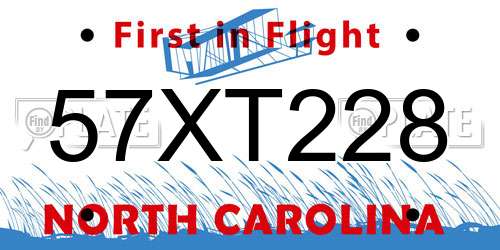 57XT228 North Carolina License Plate