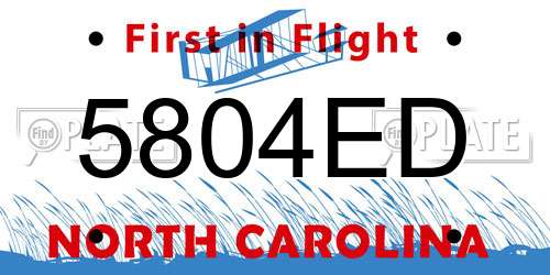 5804ED North Carolina License Plate