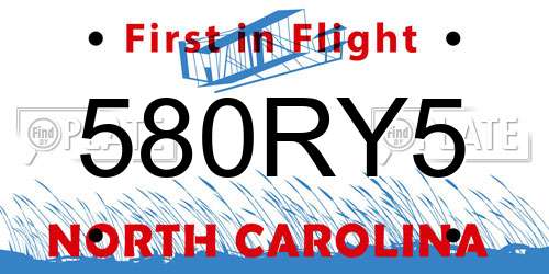 580RY5 North Carolina License Plate