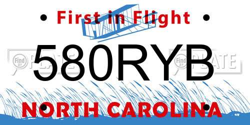 580RYB North Carolina License Plate