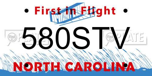 580STV North Carolina License Plate