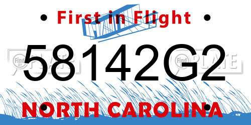 58142G2 North Carolina License Plate