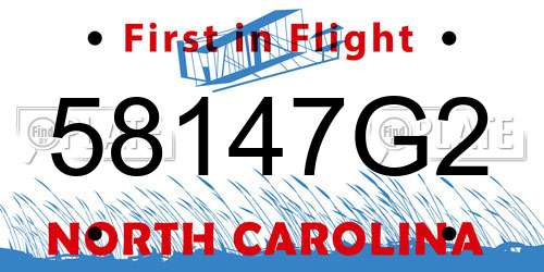 58147G2 North Carolina License Plate
