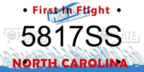 5817SS North Carolina License Plate