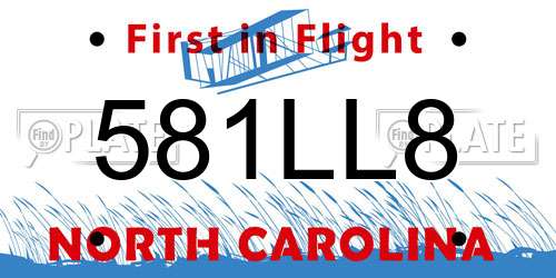581LL8 North Carolina License Plate