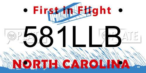 581LLB North Carolina License Plate