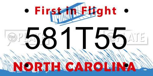 581T55 North Carolina License Plate