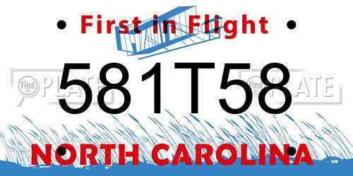 581T58 North Carolina License Plate