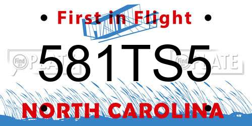 581TS5 North Carolina License Plate