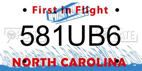 581UB6 North Carolina License Plate