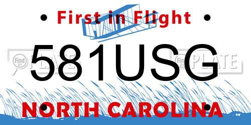581USG North Carolina License Plate